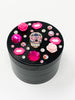 Dia De Los Muertos  Pink Lips Herb Grinder Swarovski Crystal Spice Grinder 4 Piece 55mm W/ Cleaning Tool