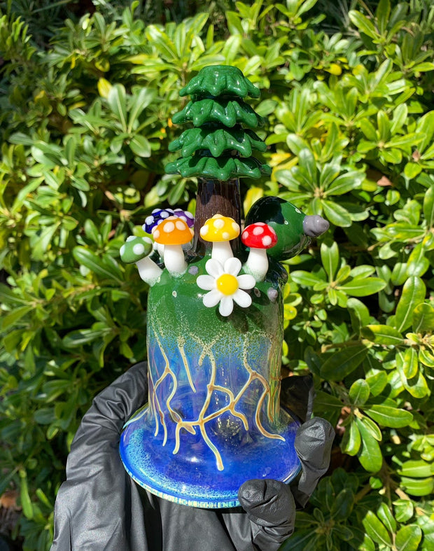 Los1Glass Rainbow Mushroom Tree Heady Glass Water Pipe/Dab Rig