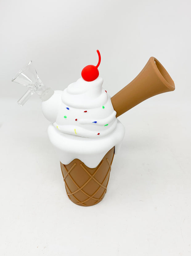 White Silicone Ice Cream Cone Water Pipe/Bong