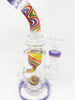Purple Rainbow Swirl 9in Bent Neck Glass Water Hand Pipe/Dab Rig