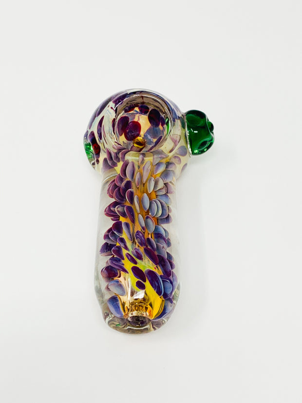 Purple Coral Hornet Head Glass Hand Pipe