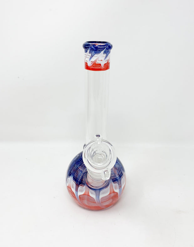 Red White and Blue Beaker Glass Water Pipe/Bong