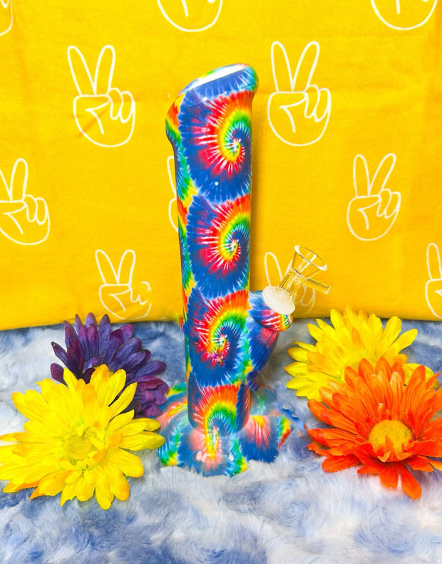 Tie-Dye 10 Inch Silicone Water Pipe/Bong