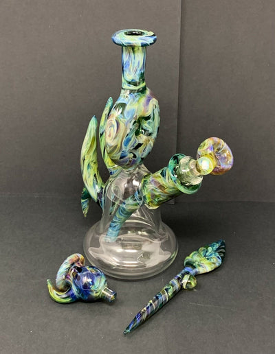 2KGlassWorks Donut Sphere Chaos Horn Heady Glass Water Pipe/Dab Rig