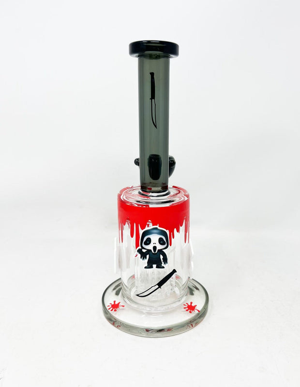 Halloween Horror 8.5in Bent Neck Glass Water Hand Pipe/Dab Rig