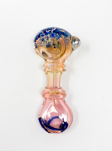 Clear Glass Pink Swirls Hand Pipe Glass Pipe For Sale|StayLit Design