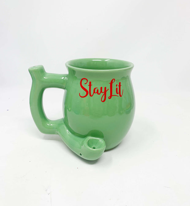 StayLit Wake N Bake Green Santa Mug Hand Pipe