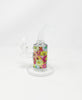 Daisies Perforated Vinly 6.5in Bent Neck Glass Water Hand Pipe/Dab Rig