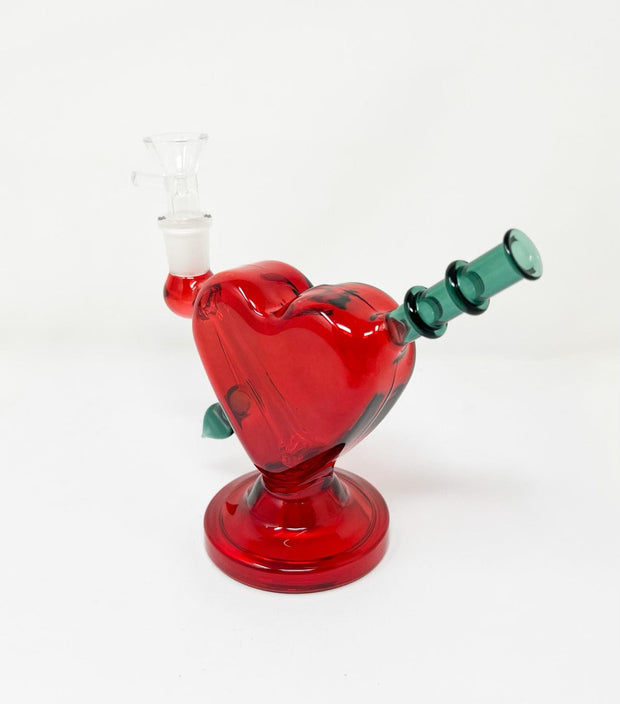 Cupids Arrow Red Heart Glass Water Pipe/Dab Rig