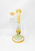 Yellow Mushroom Bent Neck Glass Water Hand Pipe/Dab Rig