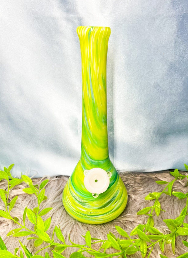 Noble Glass Green Swirl Beaker Heady Glass Water Pipe/Bong