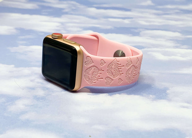 Lip Drip Hearts Engraved Silicone Apple Watch Band