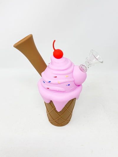 Pink Silicone Ice Cream Cone Water Pipe/Bong