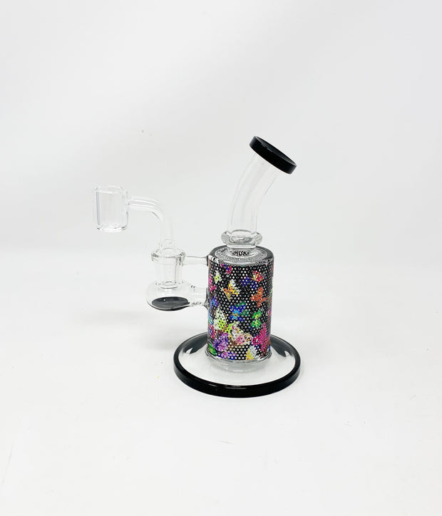 Butterflies Perforated Vinly 6.5in Bent Neck Glass Water Hand Pipe/Dab Rig