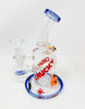 Blue Chucky Doll Horror Bent Neck Glass Water Hand Pipe/Dab Rig