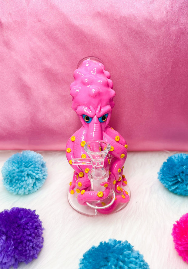 Bubblegum Octopus Monster Glass Water Pipe/Dab Rig