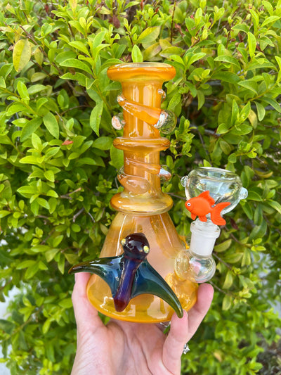 Fumed Stingray Glass Water Pipe/Dab Rig Set
