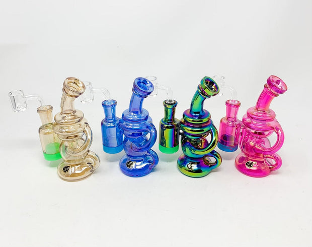 Crystal Glass Iridescent Reclaimer Recycler Glass Water Pipe/Dab Rig