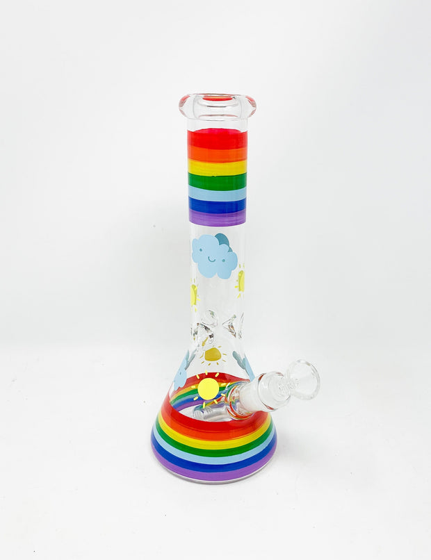 Rainbow Beaker Glass Water Pipe/Bong