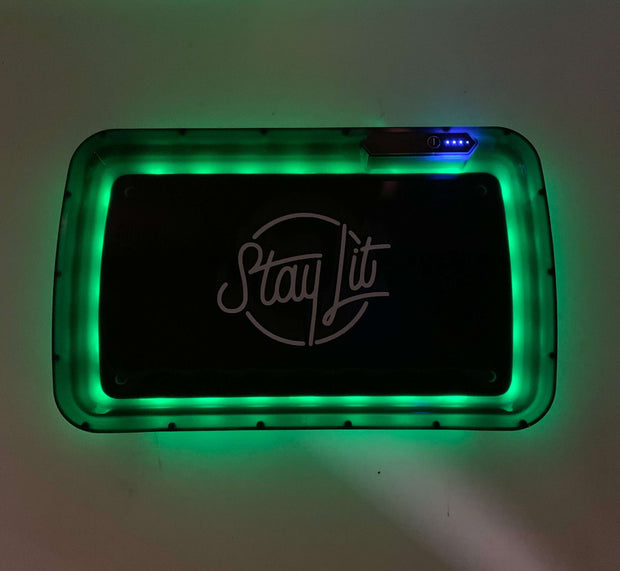 StayLit White Logo LED Rolling Tray