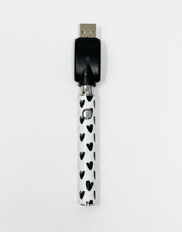 510 Threaded Battery White Black Hearts Starter Kit