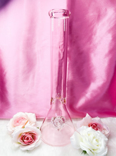 Pretty In Pink 16in Glass Water Pipe/Bong