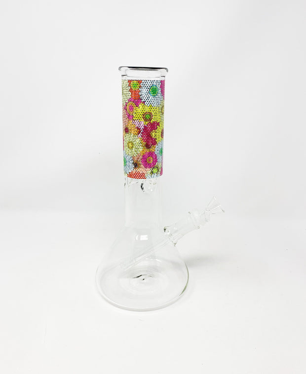 Daisy Flowers Beaker Glass Water Pipe/Bong