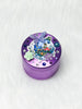 Purple Herb Grinder Mushroom Wonderland Crystal 4 Piece 55mm W/ Cleaning Tool