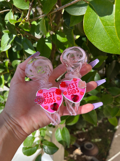 Pink Best Buds Glass Hand Pipe Set