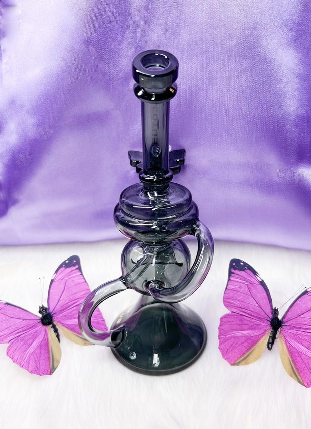Lotus Glass Black Recycler Water Pipe/Dab Rig