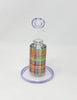 Rainbow Plaid Perforated Vinyl 6.5in Bent Neck Glass Water Hand Pipe/Dab Rig