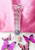 Iridescent Swirl Butterfly Straight Tube Glass Water Pipe/Bong