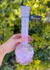 Noble Glass Pastel Pink White Lace Heady Glass Water Pipe/Bong