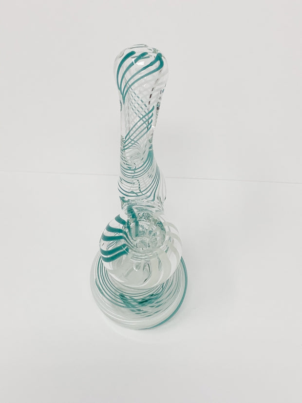 Mint and White Swirl Bubbler Glass Hand Pipe