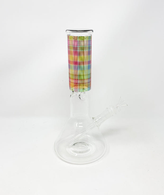 Rainbow Plaid Beaker Glass Water Pipe/Bong
