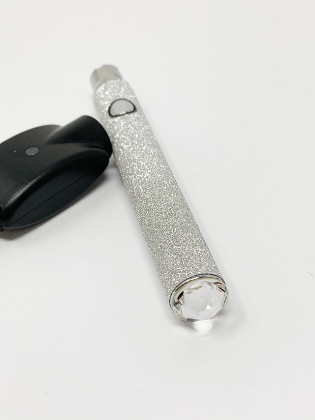 510 Threaded Battery Silver Glitter Crystal Bottom Starter Kit