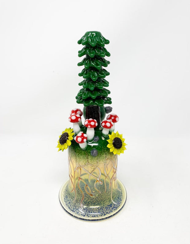 Los1Glass Red Mushroom Sunflower Tree Heady Glass Water Pipe/Dab Rig