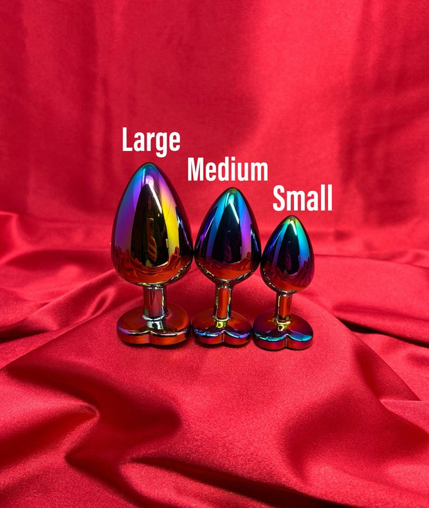 Electroplated Iridescent Crystal Heart Anal Plug