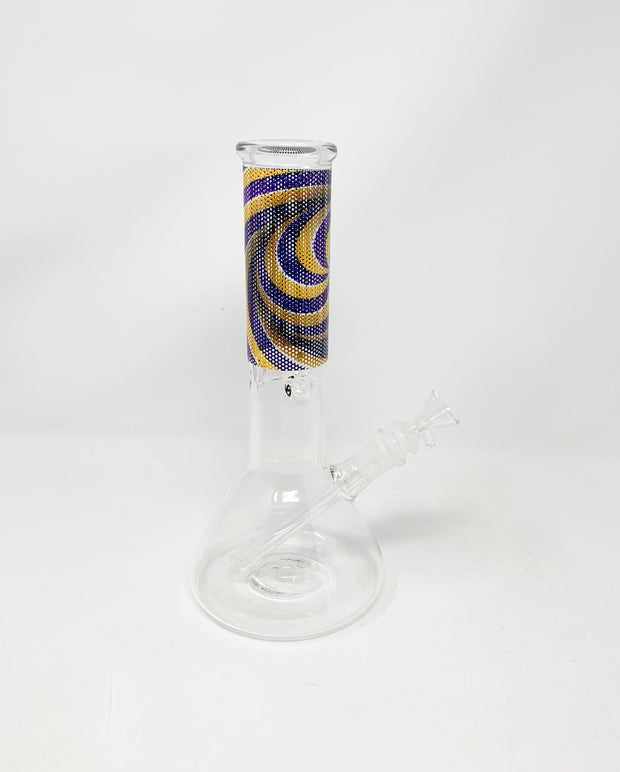 Yellow Purple Swirl Beaker Glass Water Pipe/Bong