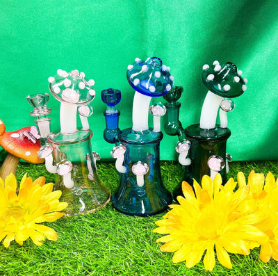 Magical Mushroom 8in Water Pipe/Dab Rig Set