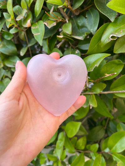 Pink Frosted Heart Glass Hand Pipe