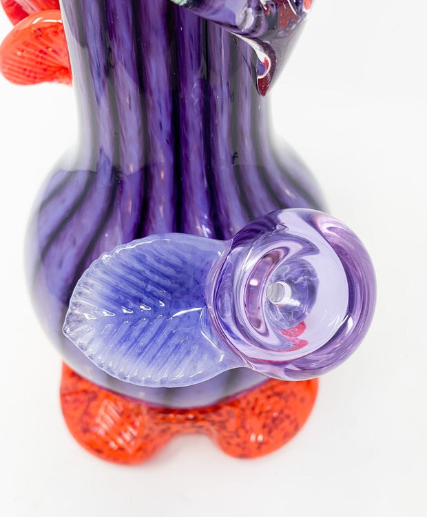 Noble Glass Violet Striped Scarlet Flower Heady Glass Water Pipe/Bong