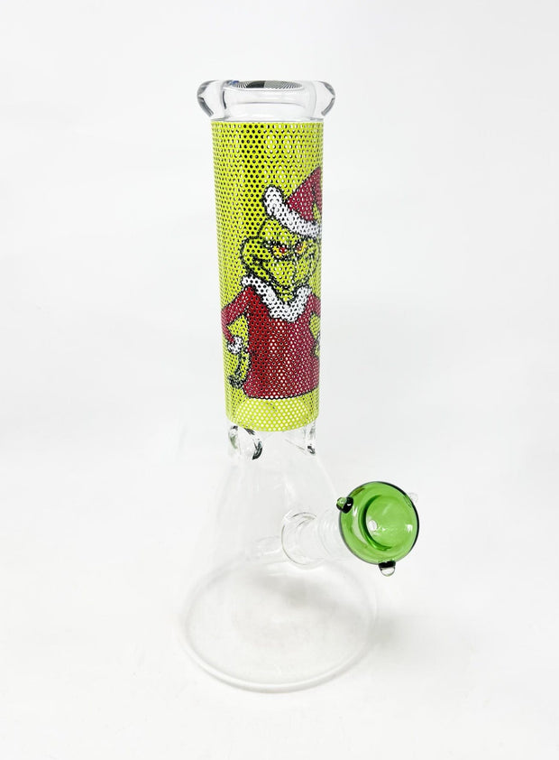 Grinchy Santa 12in Glass Water Pipe/Bong