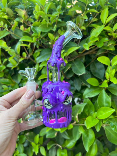 Purple Toxic Slime Bent Neck Glass Water Pipe/Rig
