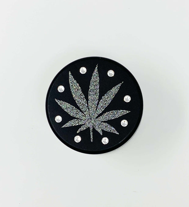 StayLit Iridescent Transparent Glitter Weed Leaf Swarovski Crystal Stash Jar