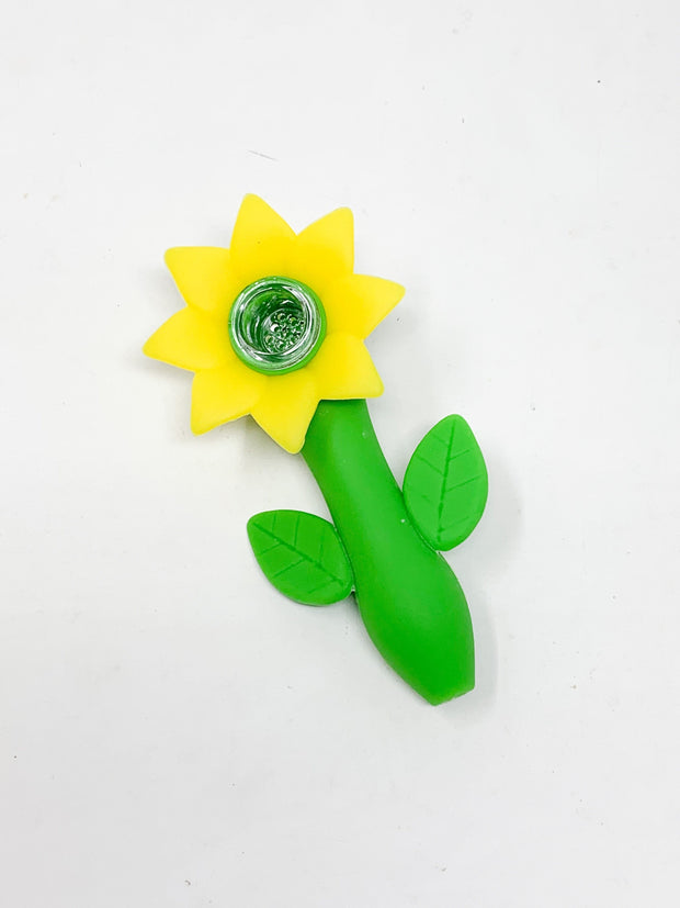 Yellow Sunflower Silicone Hand Pipe