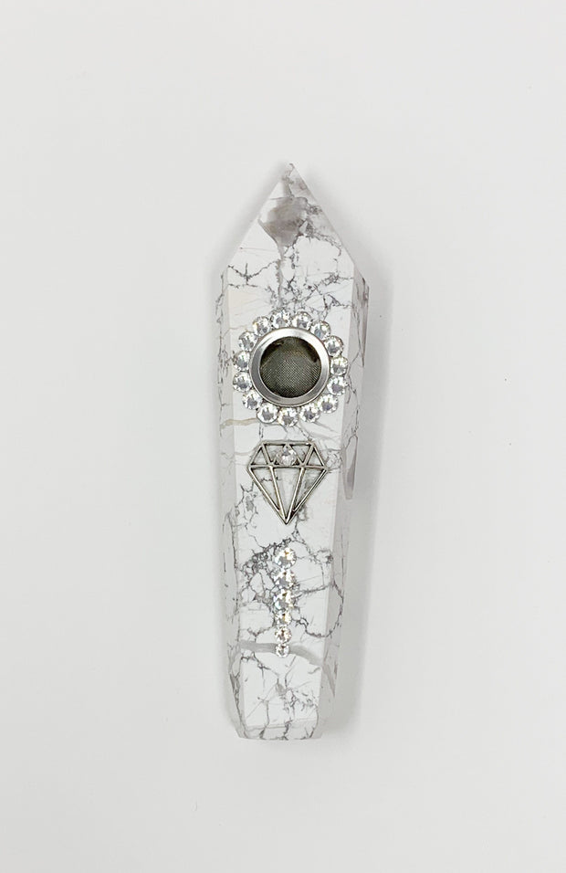 White Marble Crystal Hand Pipe Diamond
