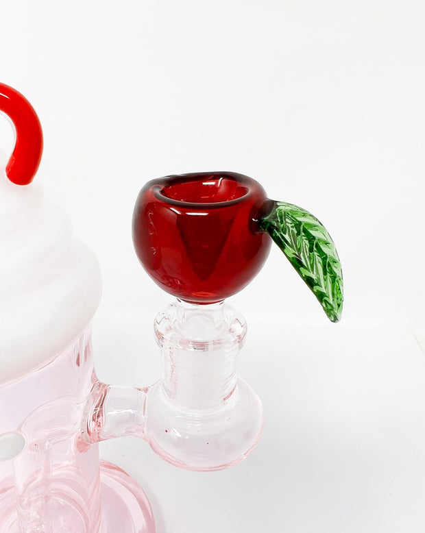 Cherry Milkshake Glass Water Pipe/Dab Rig