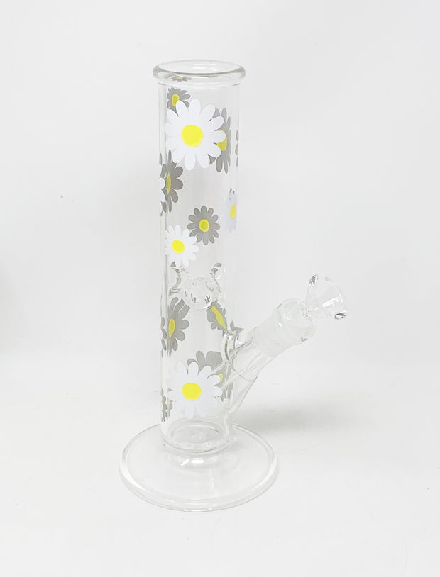Daisy Floral Straight Tube Glass Hand Pipe/Bong
