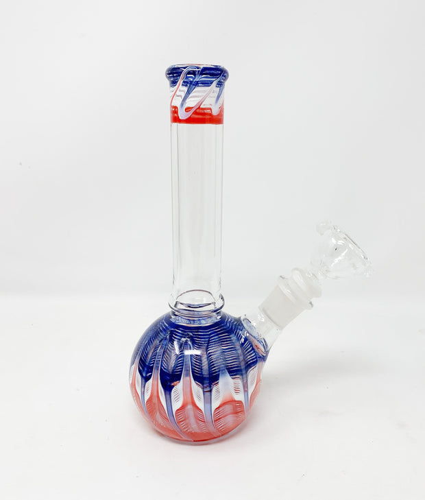 Red White and Blue Beaker Glass Water Pipe/Bong